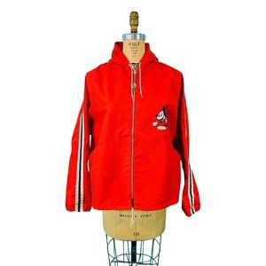 Vintage 70s Disney Jacket Mickey Mouse Red Hooded Windbreaker